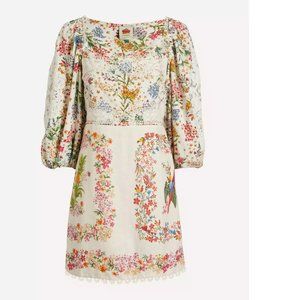 FARM Rio Forest Scarves Bracelet Sleeve Linen Blend Minidress